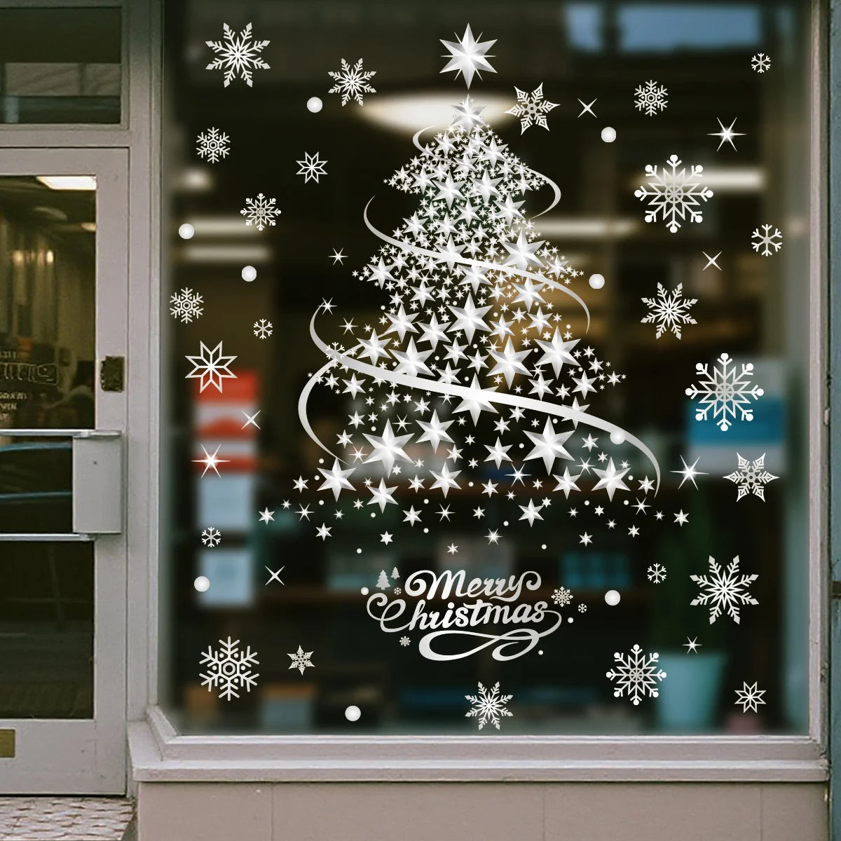 Silvery Christmas Tree Window Sticker – Reusable PVC Cling Window Cling Decoration Richie's