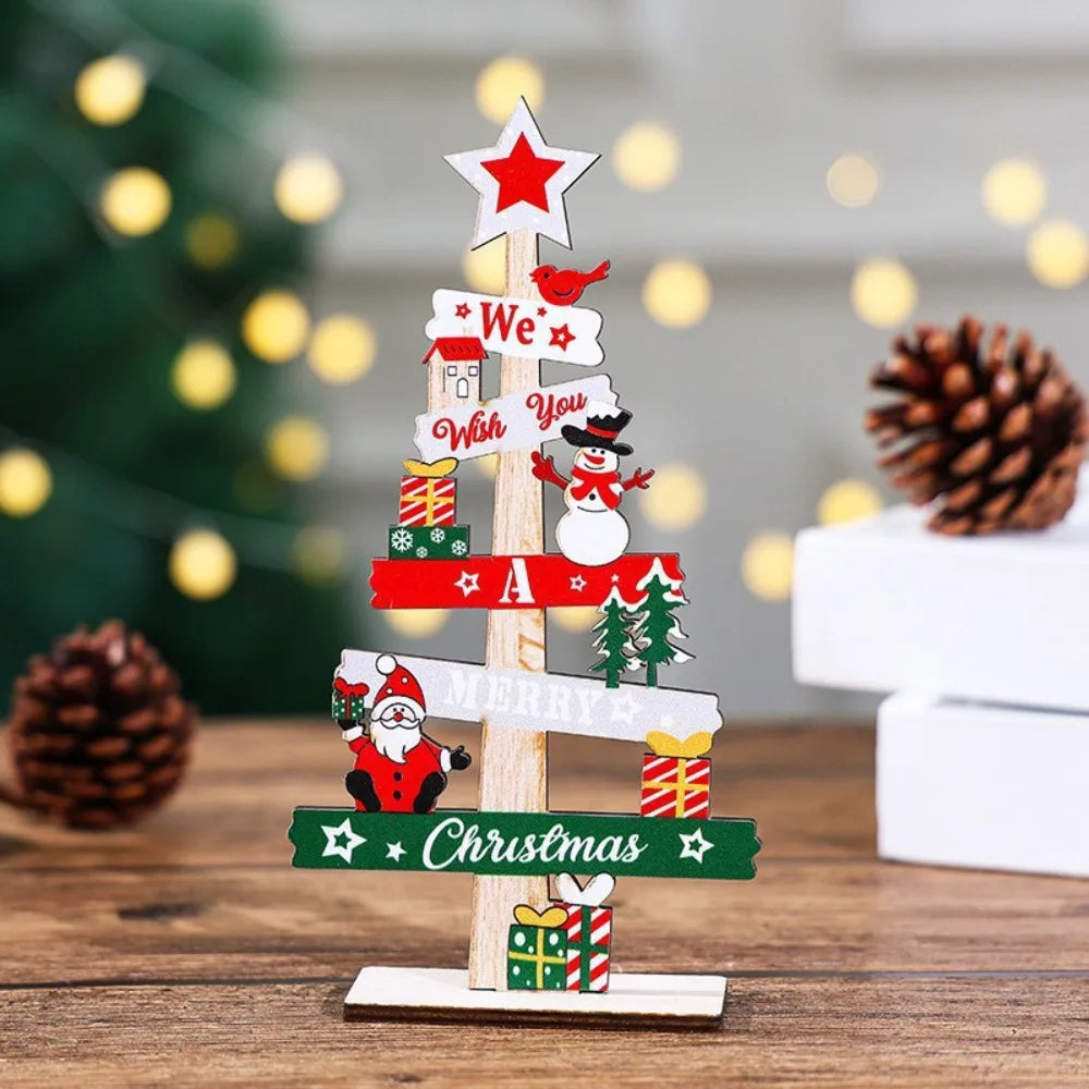 Wooden Santa Claus Christmas Tree Desktop Decoration Ornament Christmas Table Decoration Richie's Style C 0.6M
