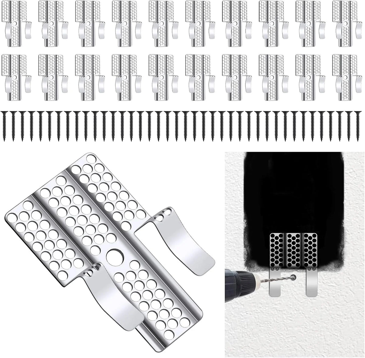 20pcs Heavy-Duty Drywall Repair Clips & 40 Screws – Wall Patch Kit Drywall Repair Kit Richie's 20PCS