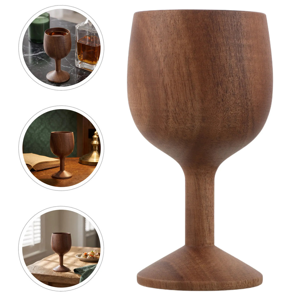 Wooden Wine Goblet Retro Chalice Cup – Natural Wood Beer Mug Wooden Goblet Cup Richie's