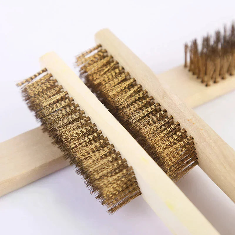 Wooden Handle Copper Wire Brush Set – Heavy-Duty Scrubbing Wire Brush Set Richie's