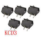 KCD3 Rocker Switch 16A/250V 20A/125V ON-OFF 2-Pin Black Rocker Switch Richie's 5Pcs