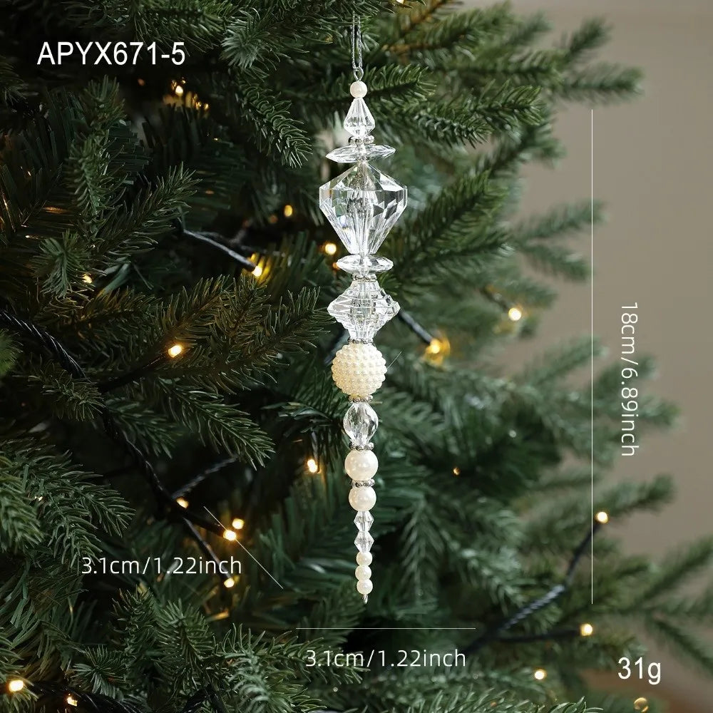 Acrylic Christmas Tree Pendant with Faux Pearl Drop Ornament Christmas Tree Ornament Richie's 3