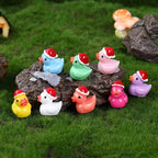 10pcs Miniature Christmas Duck Figurines with Santa Hats Christmas Figurines Richie's