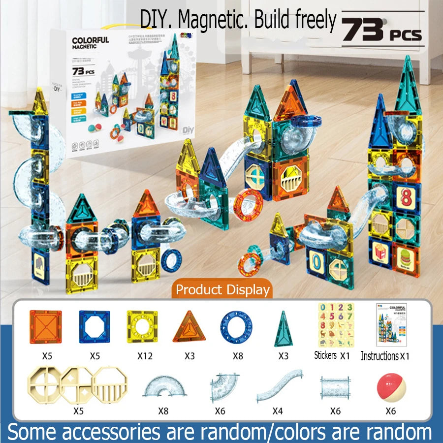 73-Piece Magnetic Pipe & Sheet Building Blocks Set for Kids Magnetic Building Blocks Richie's