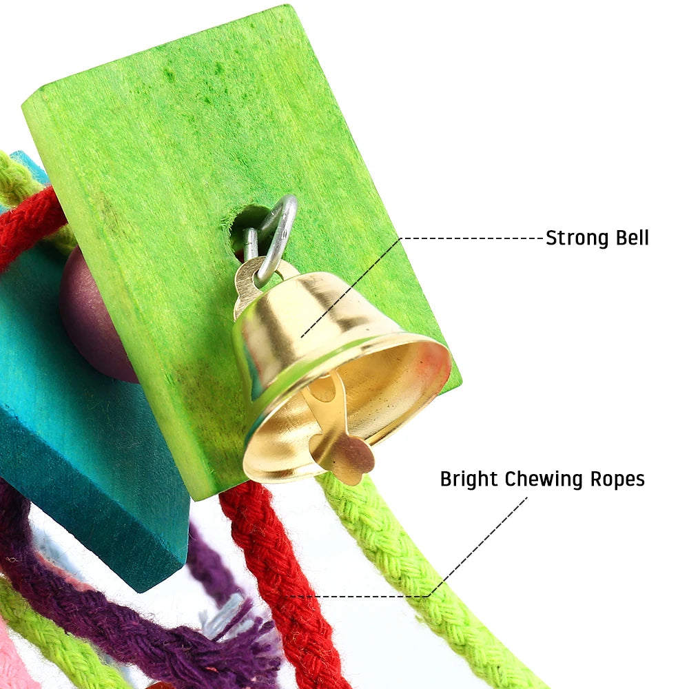 Parrot Chew Toy – Natural Wood & Cotton Rope Bird Swing Bird Chew Toy Richie's