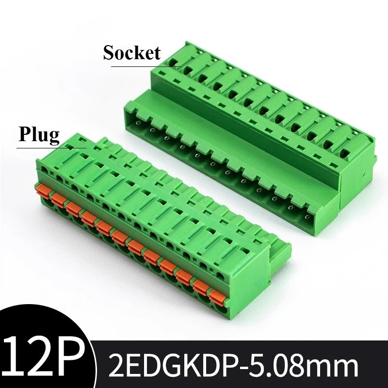 Spring-Press Plug-In Terminal Block 5.08mm 2–24P | 2EDGKD Set Terminal Block Connector Richie's 12P Plug and socket set
