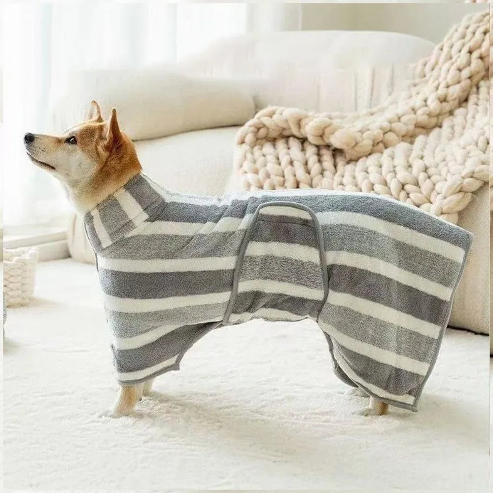 Microfiber Dog Bathrobe – Quick-Drying Pet Towel Robe Pet Drying Robe Richie's Grey M -50cm-