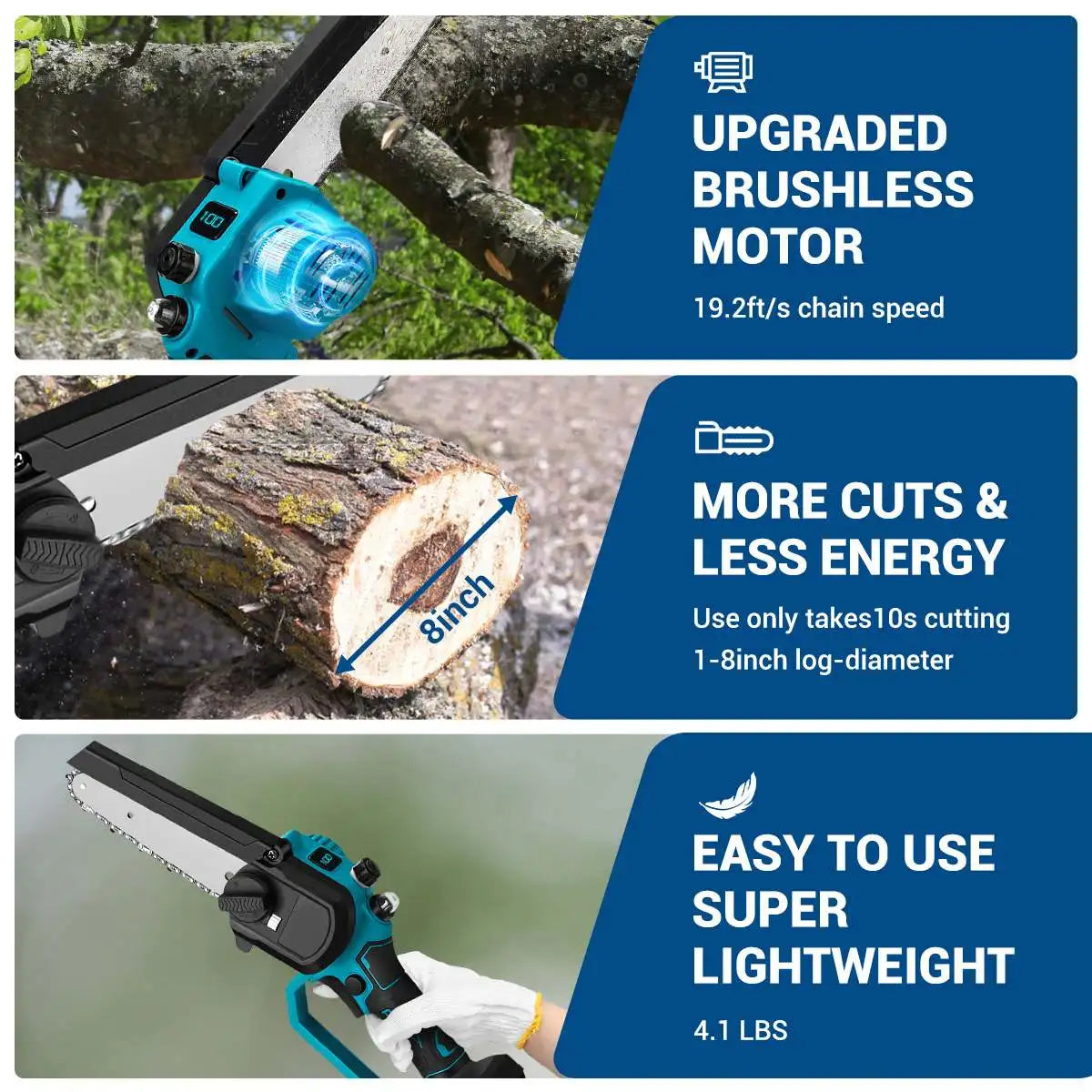 8-Inch Brushless Cordless Chainsaw for Makita 18V Battery Cordless Chainsaw Richie's