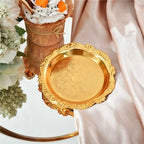 Luxury Gold & Silver Round Iron Serving Tray – Cake & Fruit Plate Decorative Serving Tray Richie's