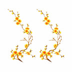 Cherry Blossom Iron-On Embroidery Patches – 2Pcs Floral Appliqué Embroidery Iron-On Patch Richie's Yellow