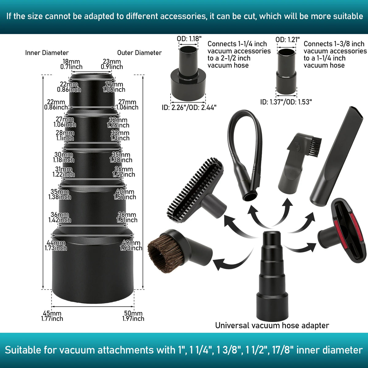 Universal Vacuum Attachments Kit – Horsehair Brush & Crevice Tool Vacuum Cleaner Attachments Richie's