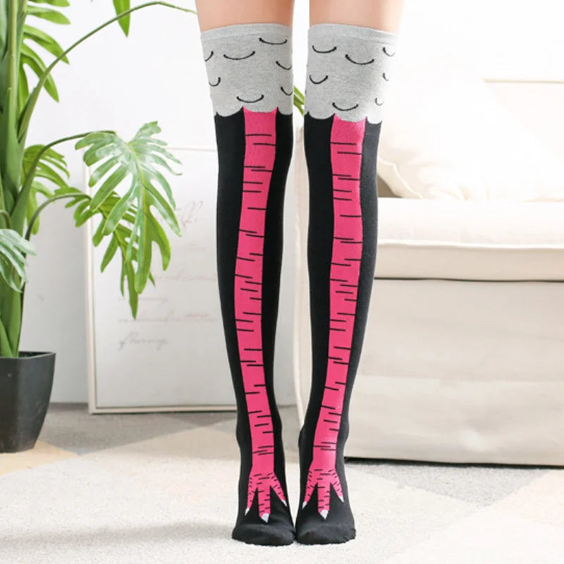 Women's 3D Chicken Paw Print Thigh High Socks Cosplay Novelty Thigh High Socks Richie's
