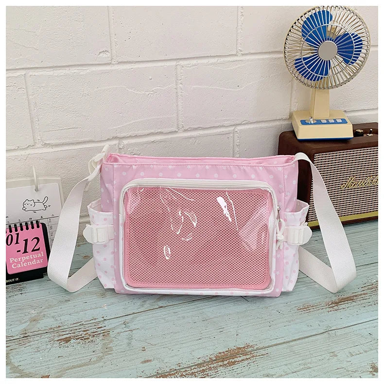 Polka Dot Ita Crossbody Bag – Large Transparent Shoulder Bag Crossbody Shoulder Bag Richie's Pink