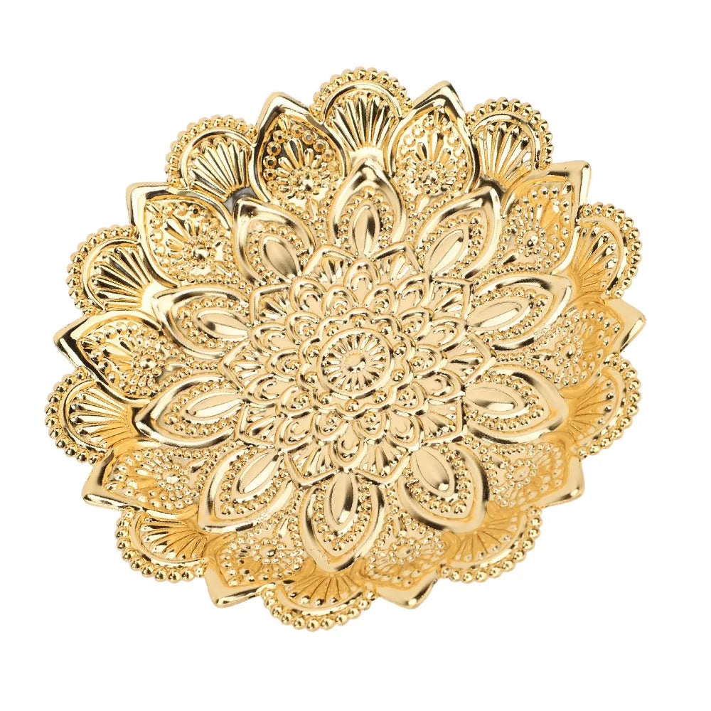 Gold Turkish Serving Tray – Embossed Round Iron Centerpiece Decorative Serving Tray Richie's