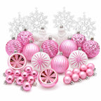 40-Pack Pink White Shatterproof Christmas Baubles & Snowflake Christmas Ornaments Richie's