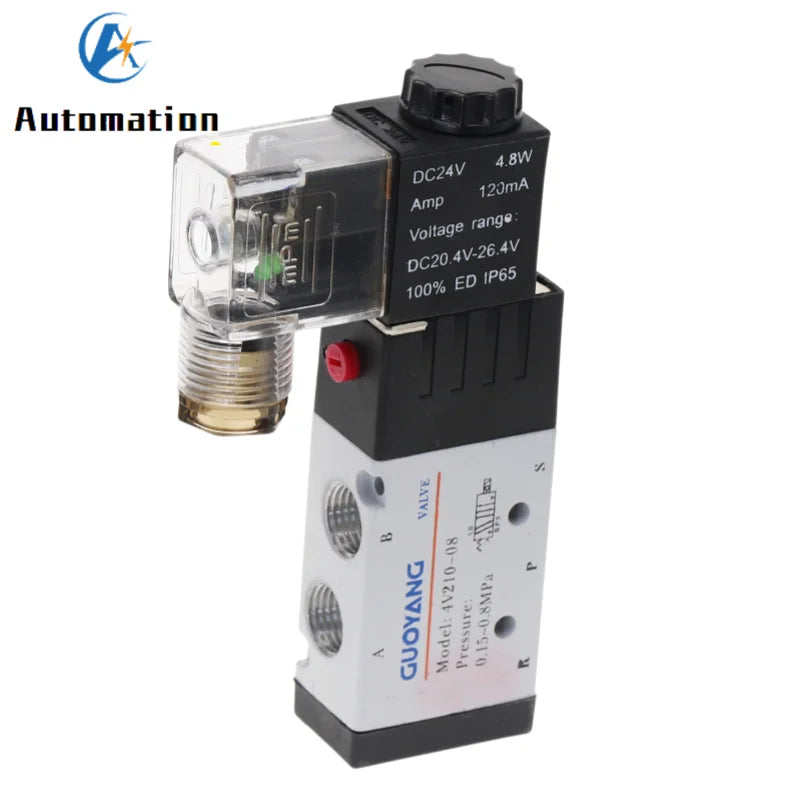 4V210-08 Pneumatic Solenoid Valve 5/2-Way 1/4" DC12V/24V AC110V/220V Pneumatic Solenoid Valve Richie's
