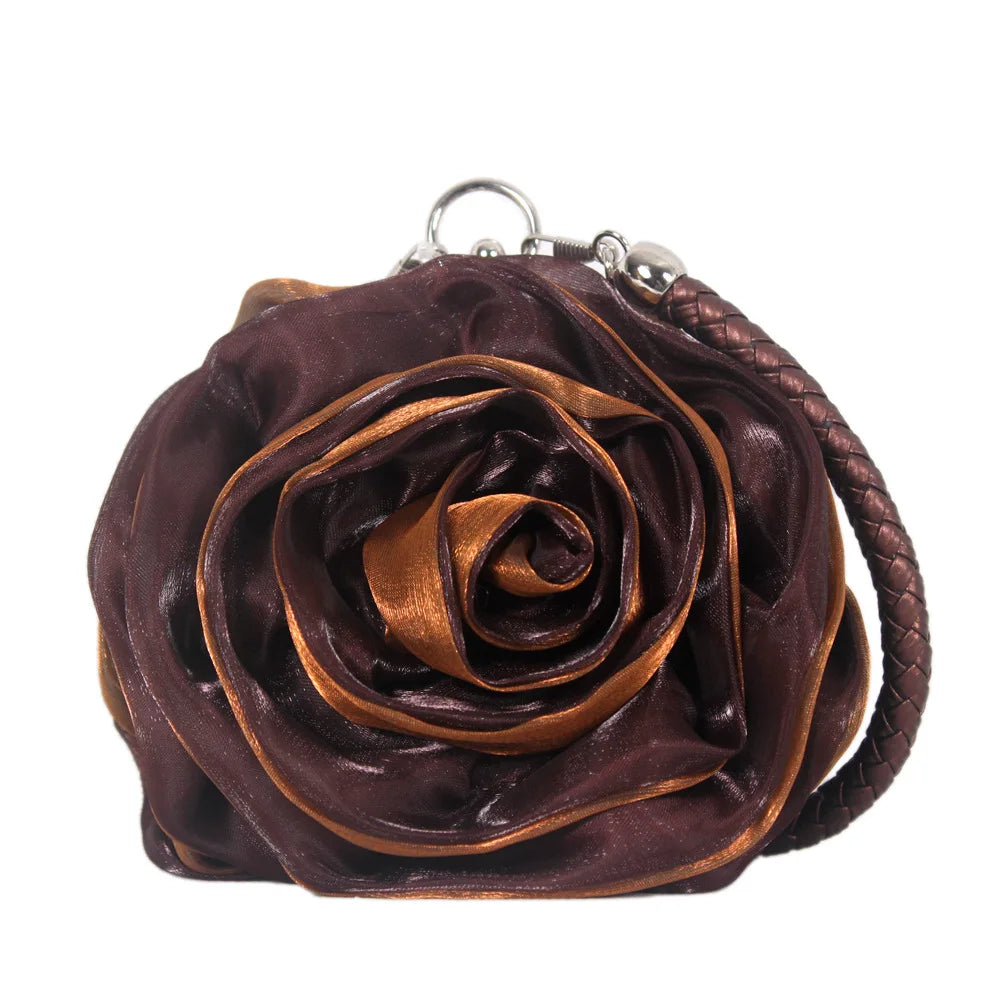 Vintage Floral Rose Evening Clutch Bag | Bridal Wedding Purse Evening Clutch Bag Richie's Dark Brown