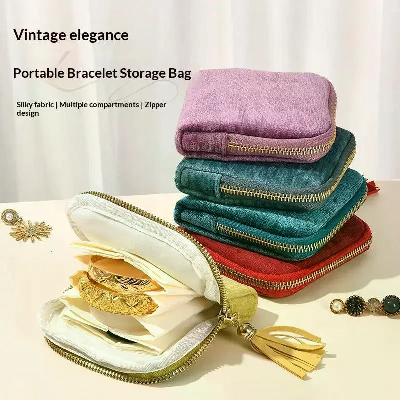 Velvet Jewelry Organizer Travel Pouch Multi-Slot Golden Zipper Jewelry Organizer Pouch Richie's