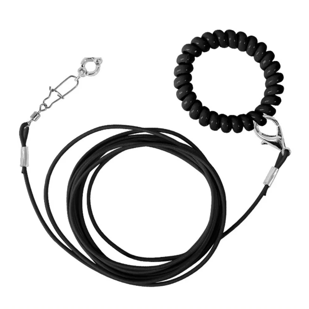Elastic Parrot Traction Rope with Metal Buckle & Foot Chain Bird Training Leash Richie's Black-No.6