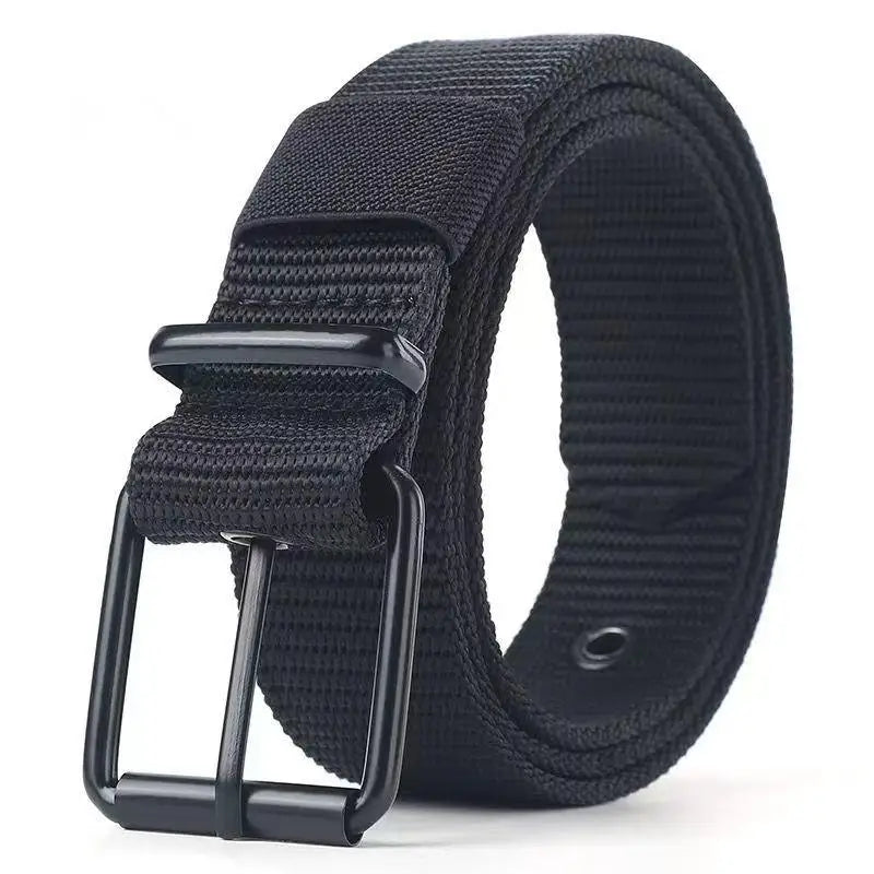 Unisex Canvas Pin Buckle Belt – Outdoor Sports Eyelet Belt Canvas Belt Richie's Black