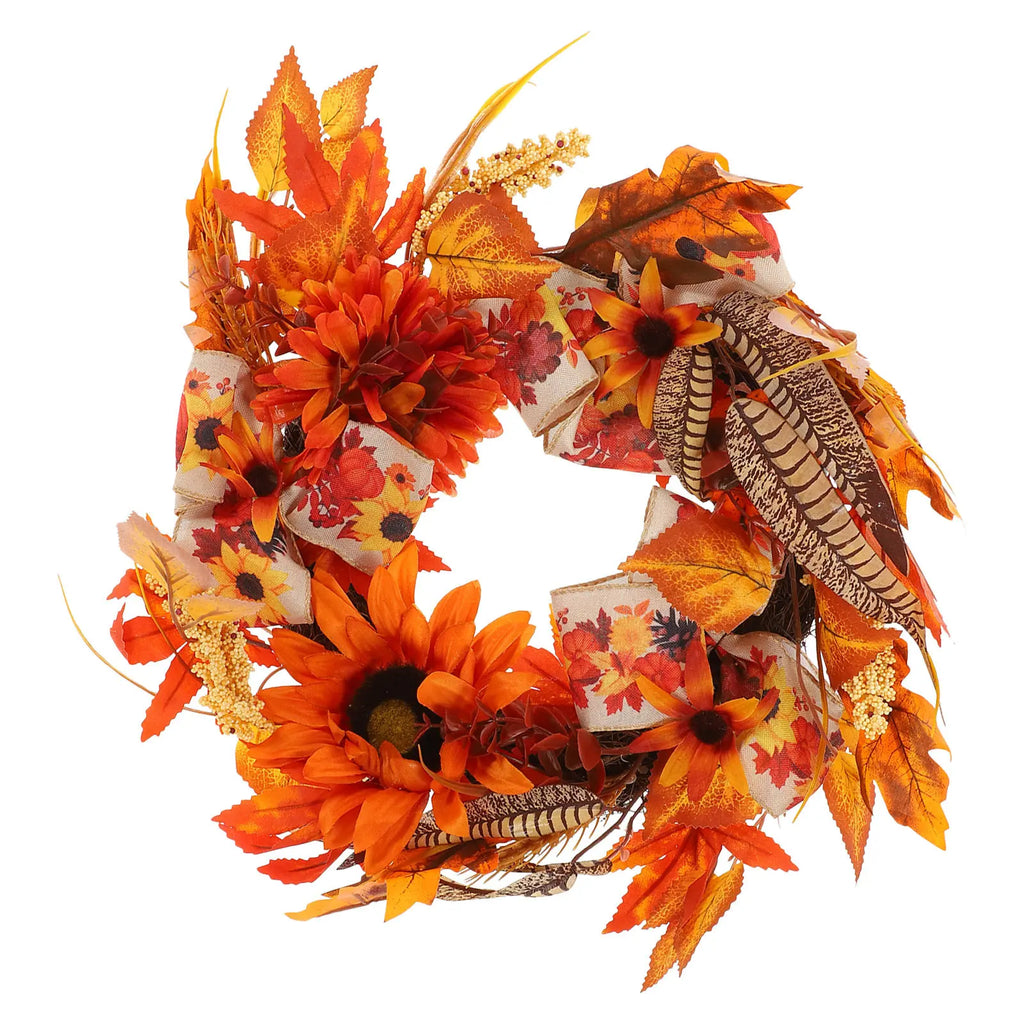 Artificial Fall Wreath Pumpkin Maple Leaves Thanksgiving Door Decor Fall Door Wreath Richie's other