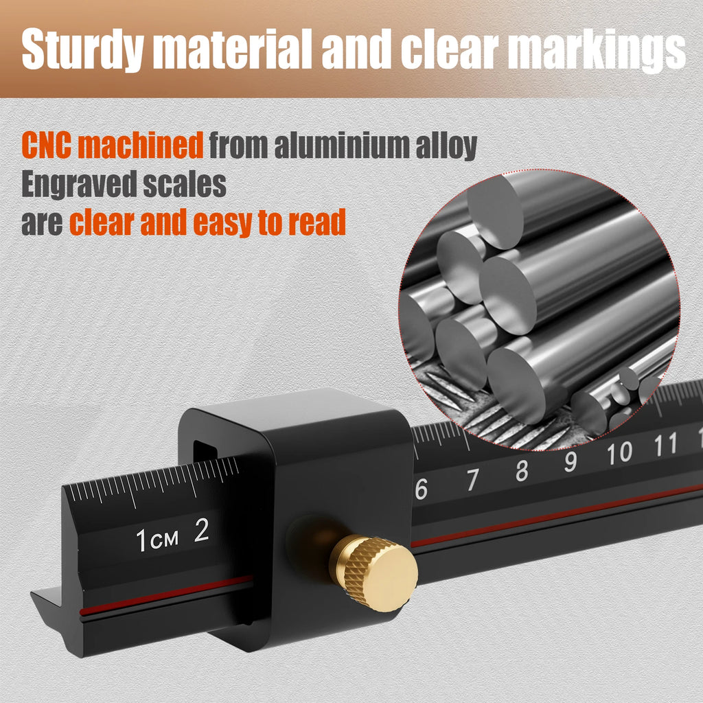 12" Aluminum L-Shape Woodworking Edge Marking Ruler & Stop Block Woodworking Marking Ruler Richie's
