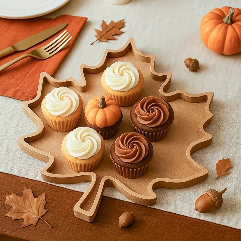 Maple Leaf Wood Serving Tray – Rustic Fall Decorative Platter Decorative Wood Tray Richie's