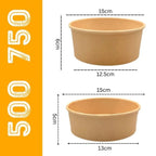 50pcs Kraft Paper Salad Bowls with Lids 500/750ml Disposable Disposable Food Bowls Richie's