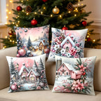4-Piece Christmas Pillowcase Set – Poinsettia & Snowman Zipper Holiday Pillowcase Set Richie's