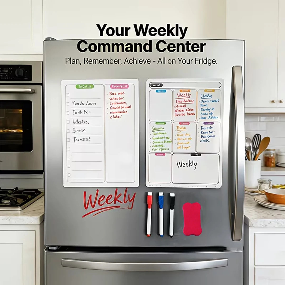 6-Piece Magnetic Fridge Weekly Planner & Dry Erase Board Set Dry Erase Planner Set Richie's Default Title