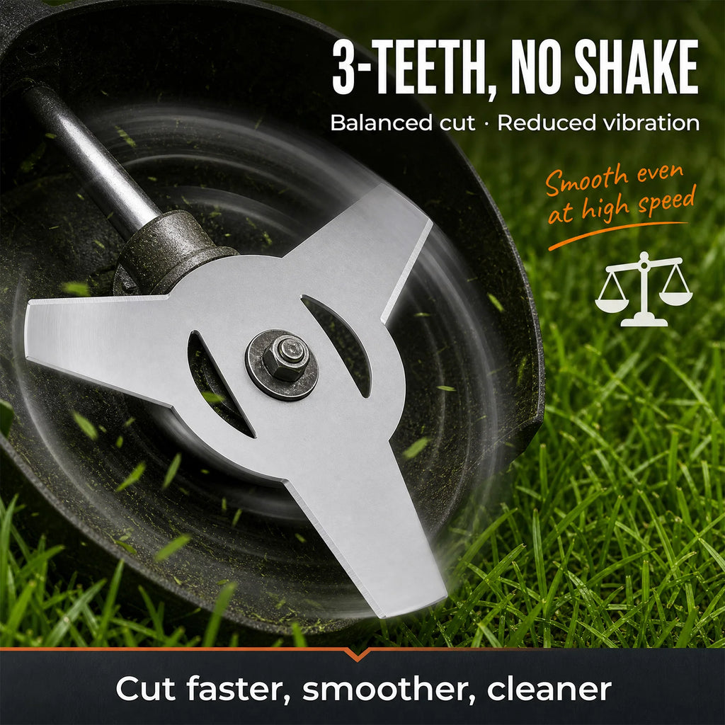 4-Pack 3-Tooth Grass Trimmer Blades | Universal 5mm Forged Steel Trimmer Replacement Blade Richie's