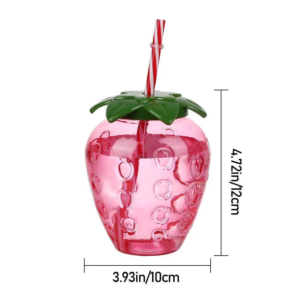 Cartoon Fruit Straw Cup | Strawberry Watermelon Pineapple Bottle Straw Water Bottle Richie's