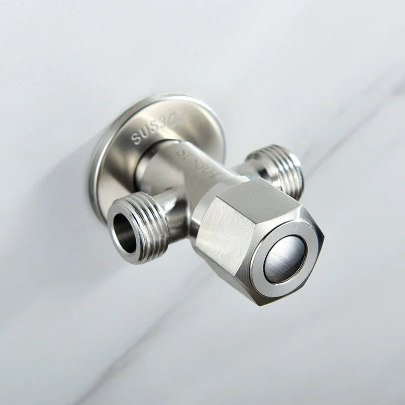 Stainless Steel Two-Way Angle Valve G1/2 Thread Faucet Fitting Plumbing Angle Valve Richie's