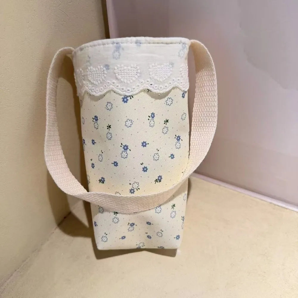 Lace Floral Water Bottle Cloth Bag – Portable Sleeve Carrier Bottle Sleeve Bag Richie's Yellow Flowers