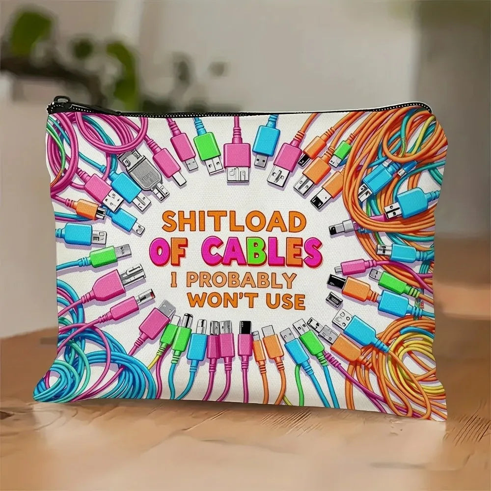 Canvas Cable Organizer Pouch Zipper Bag – Large Capacity Cable Organizer Pouch Richie's Style 4