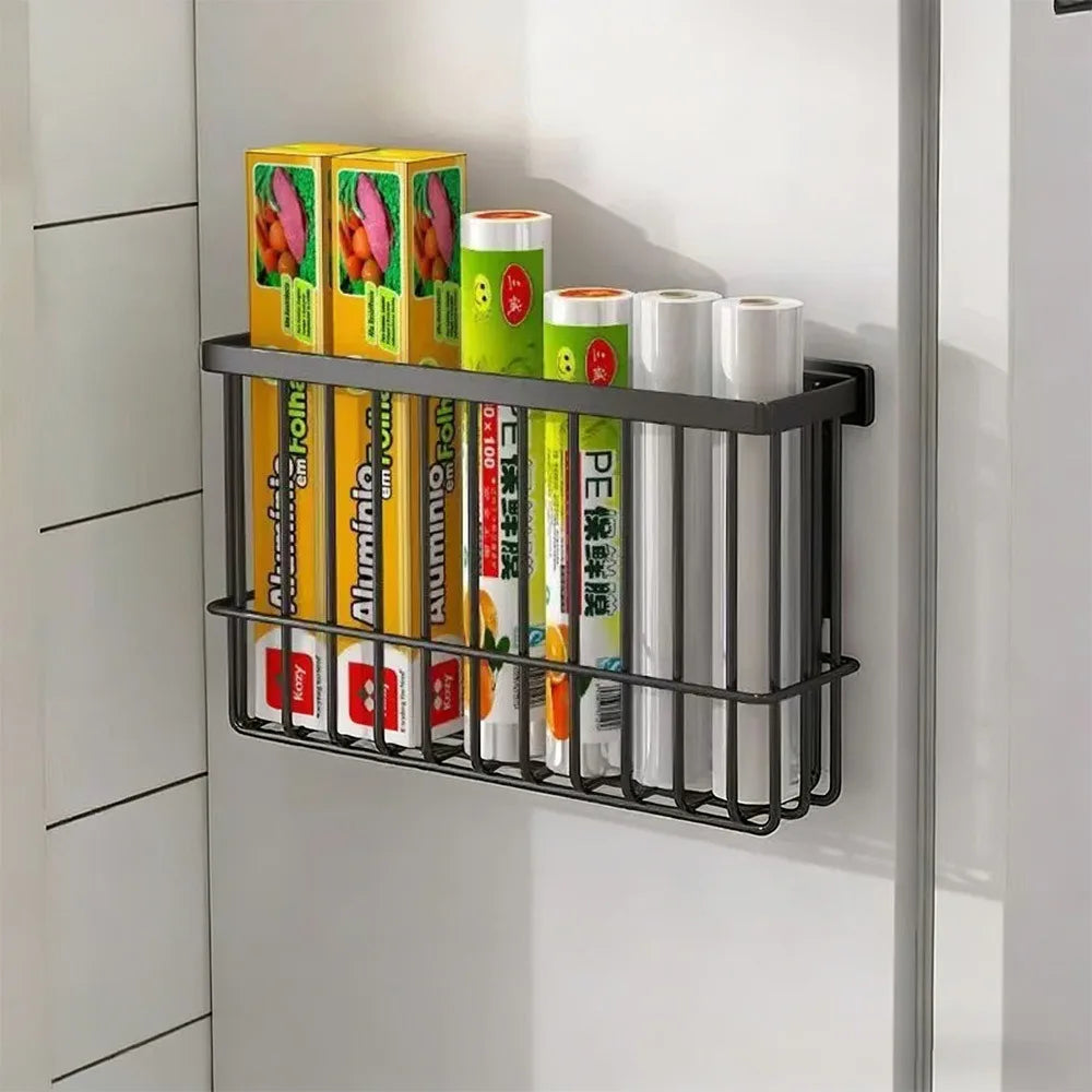 Magnetic Wall Storage Basket – No-Drill Kitchen Organizer Magnetic Storage Basket Richie's Black-L