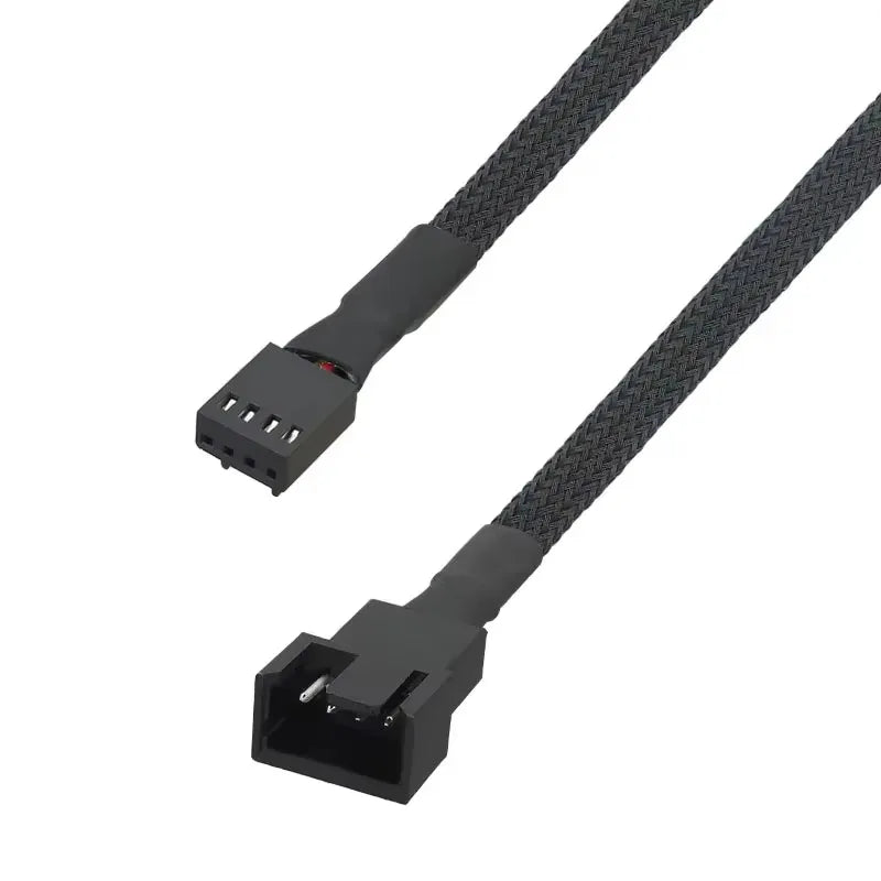 4-Pin PWM Fan Extension Cable 1-to-1 Splitter Black Sleeved Fan Extension Cable Richie's