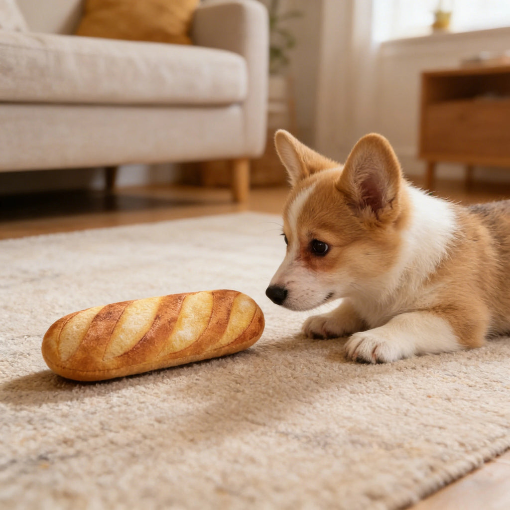 Fabric Bread-Shaped Dog Chew Toy for Small Breeds | Richie's Dog Chew Toy Richie's