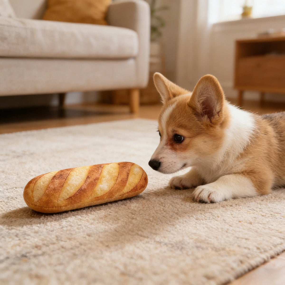 Fabric Bread-Shaped Dog Chew Toy for Small Breeds | Richie's Dog Chew Toy Richie's