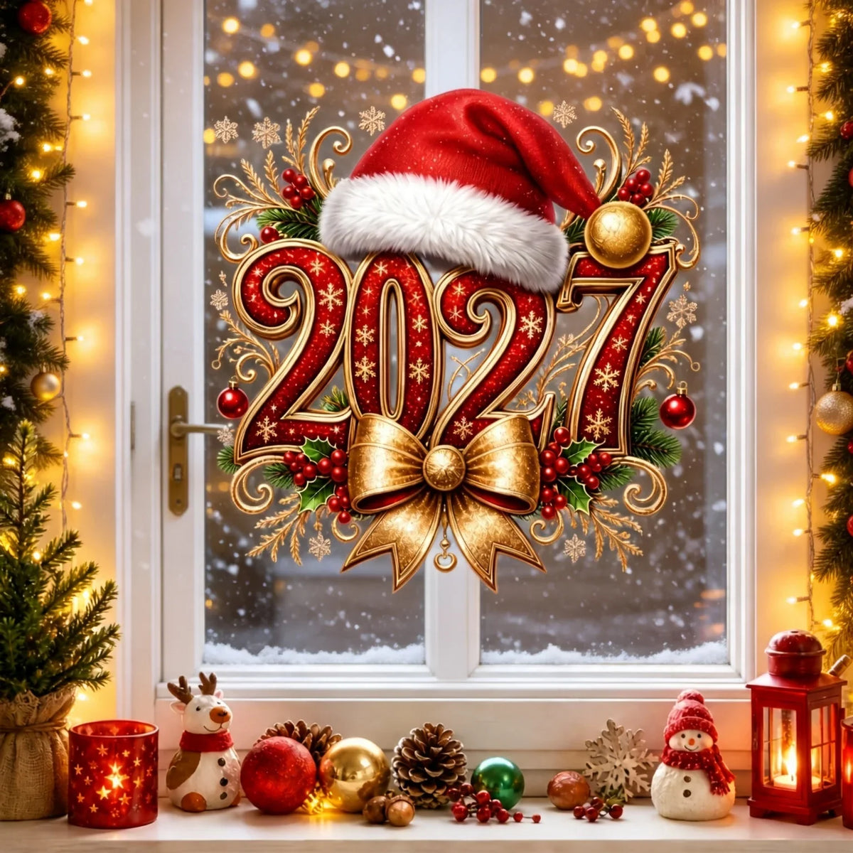 Christmas Window Clings – Reusable Santa, Snowflake & Holly Decals Window Cling Decals Richie's