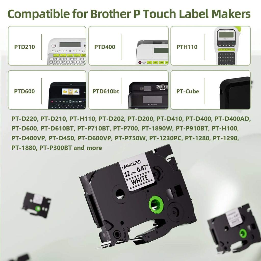 Brother P-Touch TZe Compatible Laminated Label Tape 6–24mm Label Maker Tape Richie's