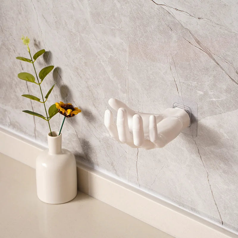 Hand Shape Wall Hook – Decorative Soap Holder & Organizer Decorative Wall Hook Richie's white