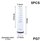 5-Pack PA66 Nylon Cable Glands – IP68 Anti-Bend Connector Cable Gland Connector Richie's 1 White