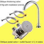 Brass Foot-Operated Faucet – Hands-Free Single Cold Basin Tap Foot-Operated Faucet Richie's Inclined pedal 1M