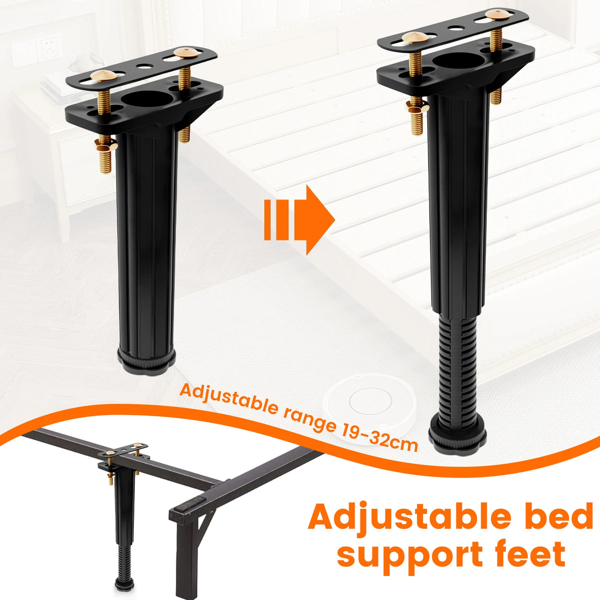 Adjustable Bed Center Support Legs 19–32cm | 6/4pcs Set Bed Support Legs Richie's