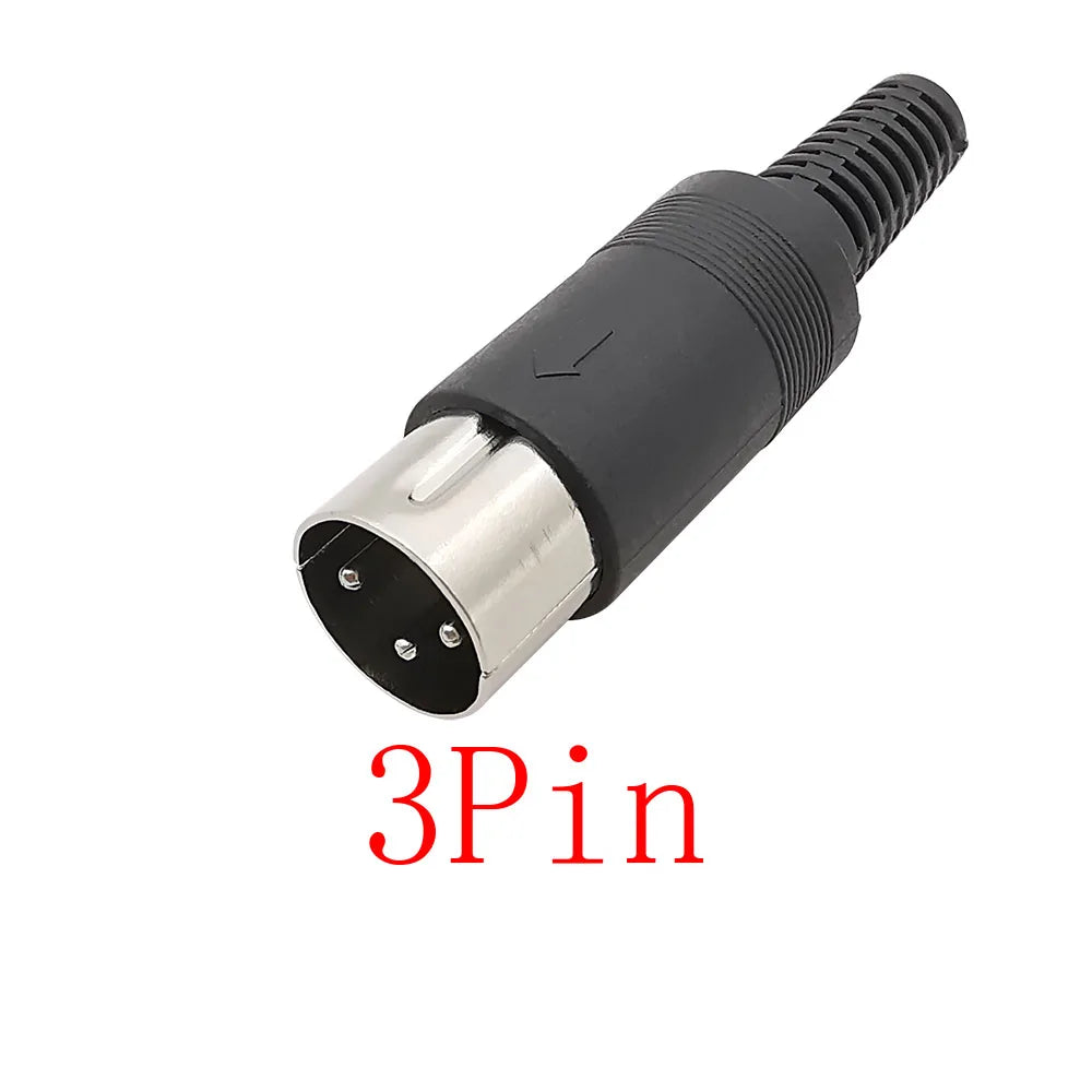 DIN 3 4 5 6 8 Pin Male Plug Female Socket Connector 2Pcs DIN Connector Richie's 3Pin-J-2Pcs