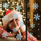 Christmas Snowflake Electrostatic Wall Stickers – Green & Silver Christmas Wall Stickers Richie's