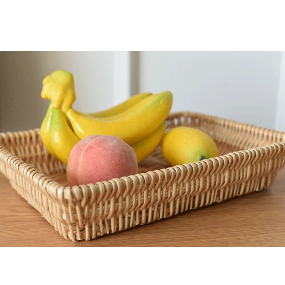 Woven Wicker Serving Tray Basket – Bread & Kitchen Storage Wicker Serving Basket Richie's