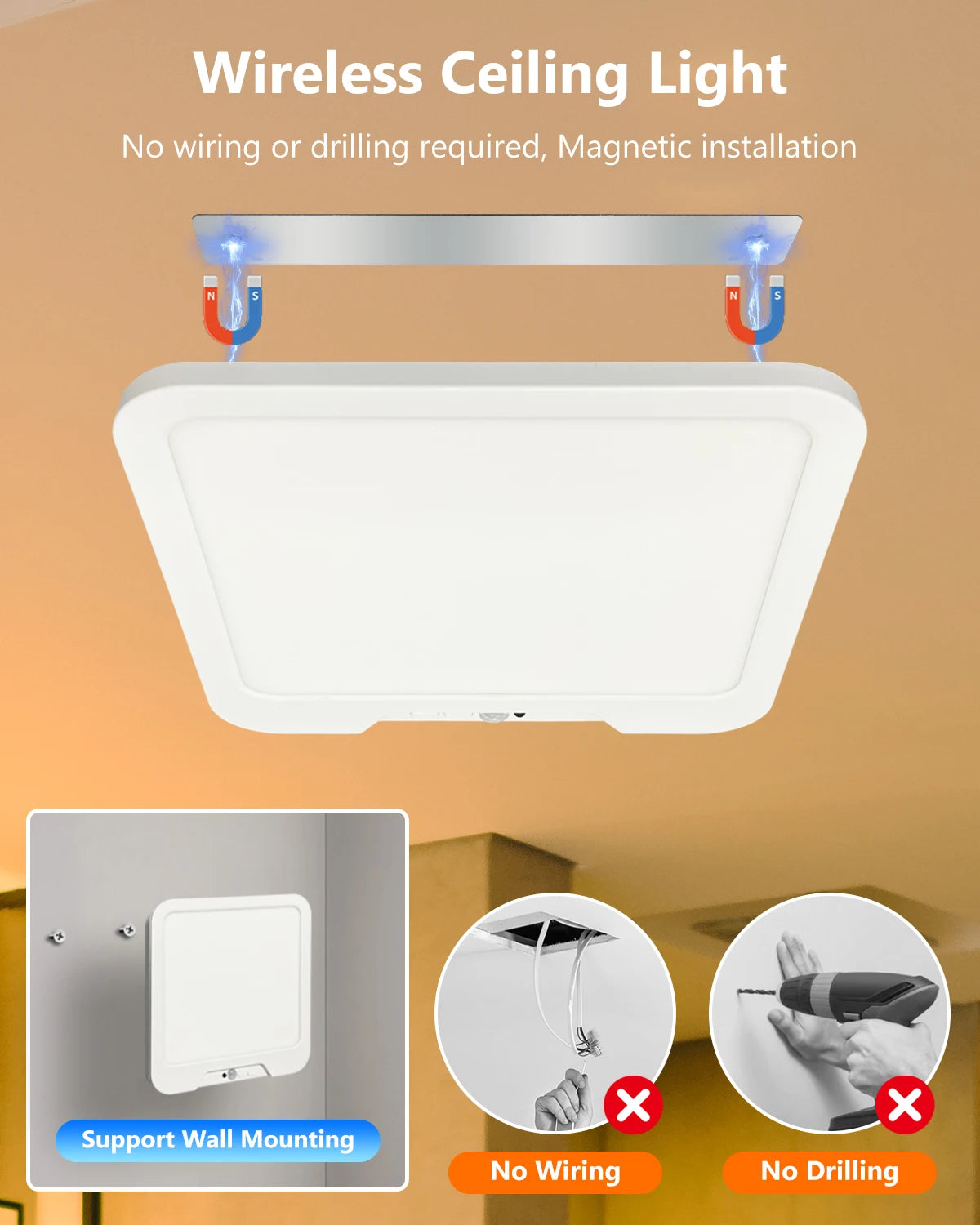 Rechargeable Dimmable LED Ceiling Light – Motion Sensor & Remote LED Ceiling Light Richie's